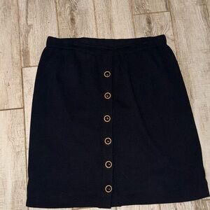 St. John Black Mini Skirt with Gold Buttons